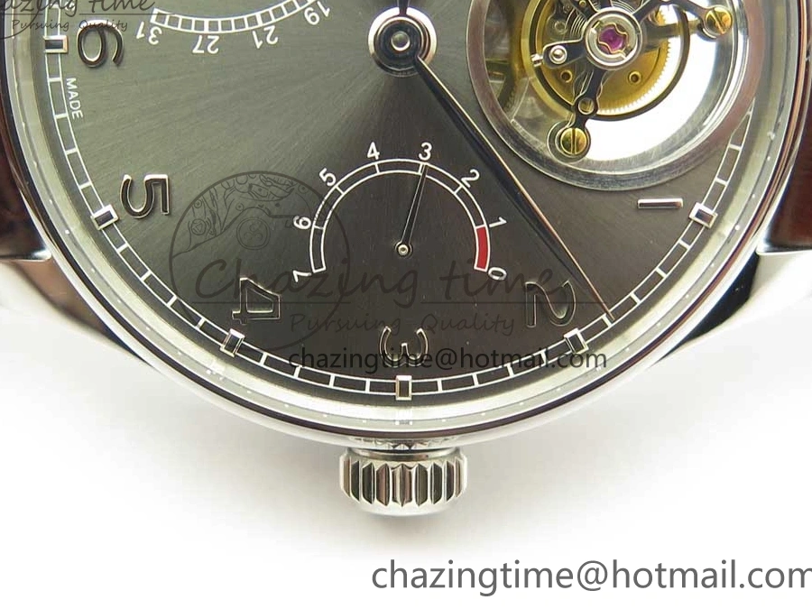 MIROTIME 0127 Lightweight Portuguese Tourbillon IW504602 SS ZF Best Edition Gray Dial on Brown Leather Strap 7177